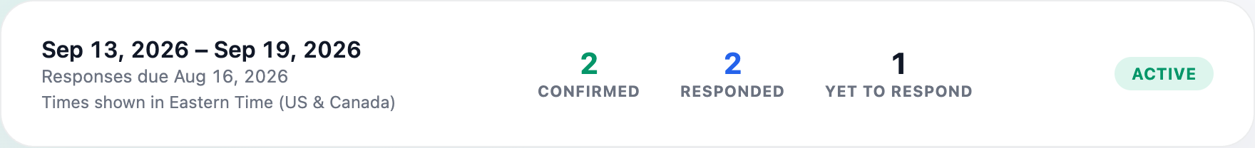Campaign dashboard showing confirmed, responded, and yet-to-respond counts